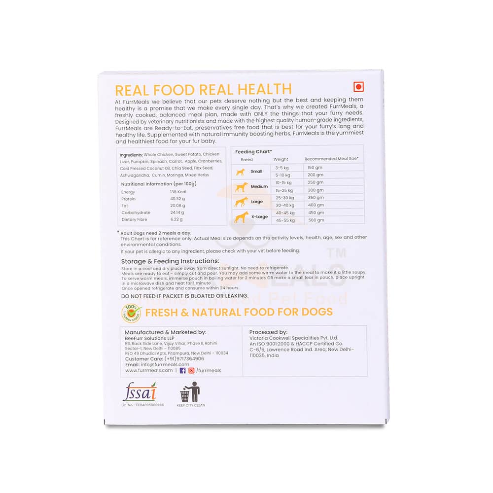FurrMeals Grain Free Chicken & Apple Ready-to-Eat Dog Wet Food (Small Dogs)