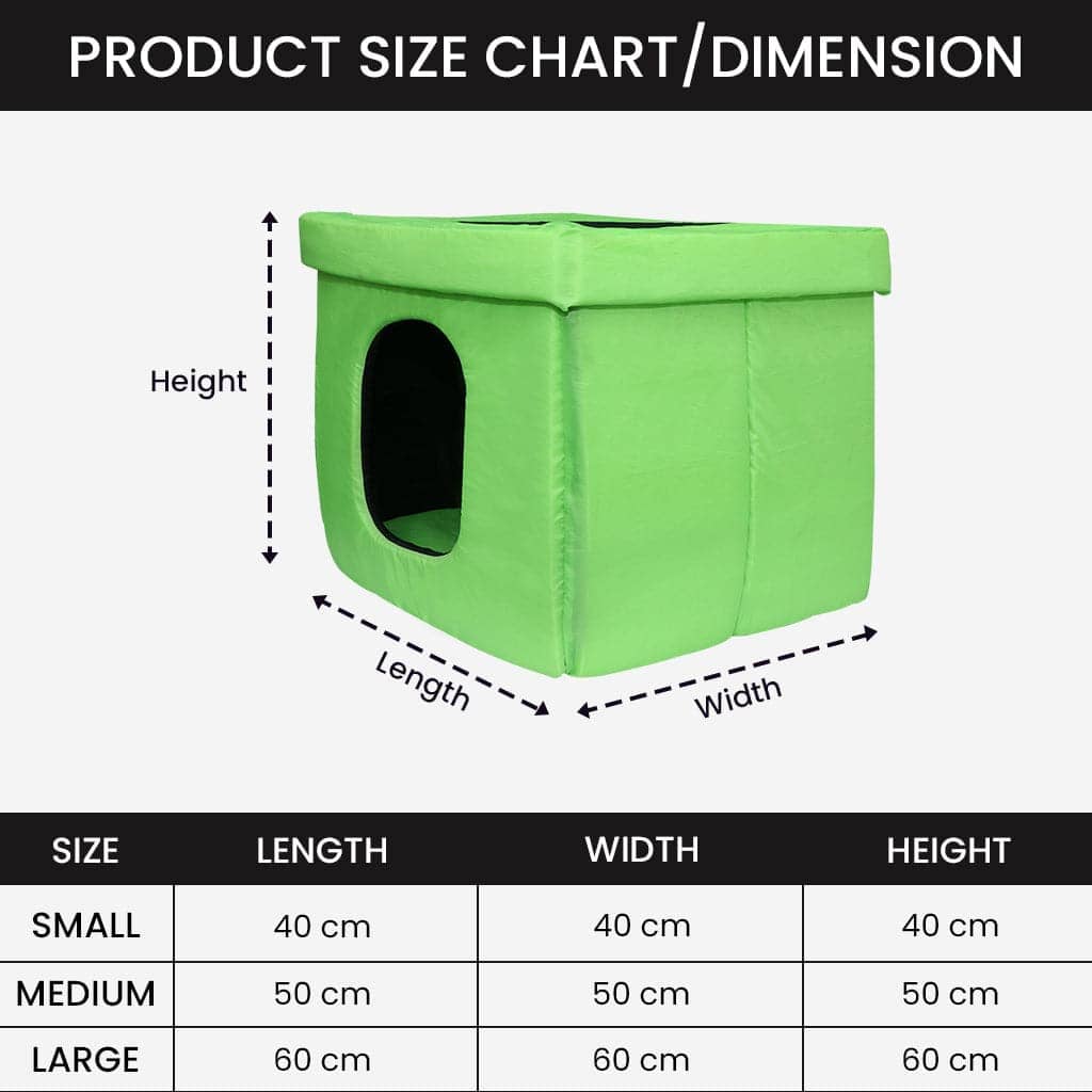 Hiputee Premium Square Box Shape Waterproof Hut for Pets (Green-Black)