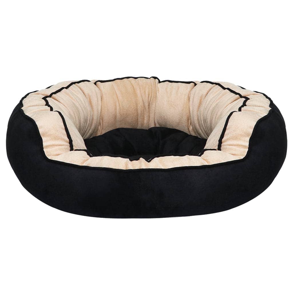 Hiputee Reversible Dual Colour Ultra Soft Velvet Bed for Pets (Black-Cream)