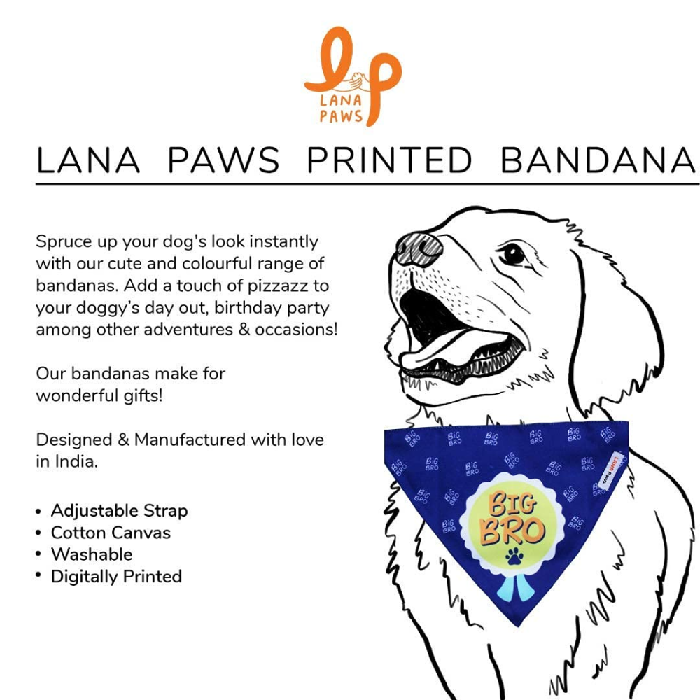 Lana Paws Big Bro Adjustable Dog Bandana/ Scarf (Blue)