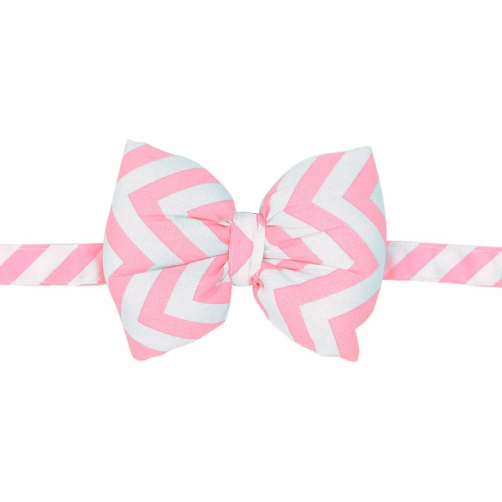 Mutt of Course Cotton Chevron Pink Bow Tie For Dogs