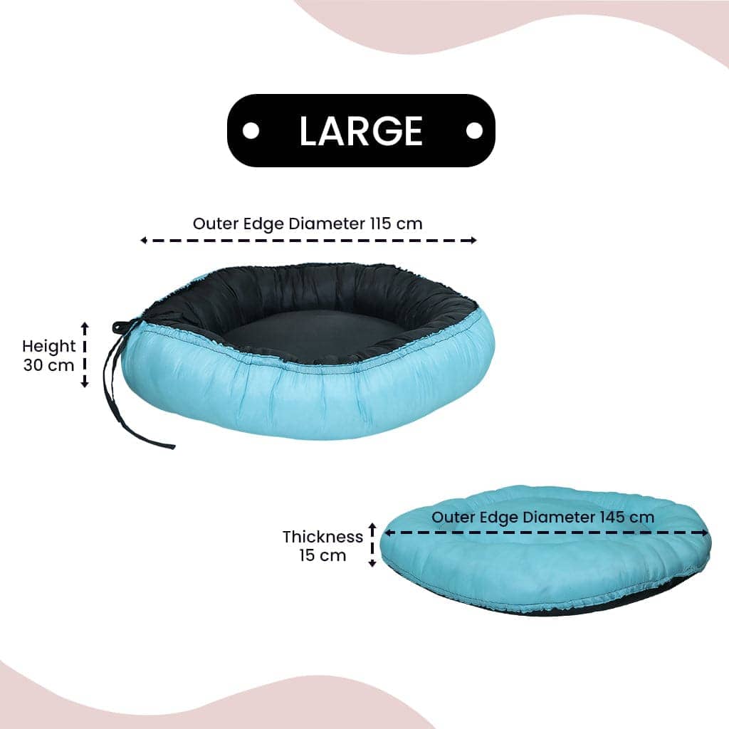 Hiputee Waterproof Reversible Scratch Resistant Washable 2 in 1 Bed Cushion for Pets (Sky Blue-Black)