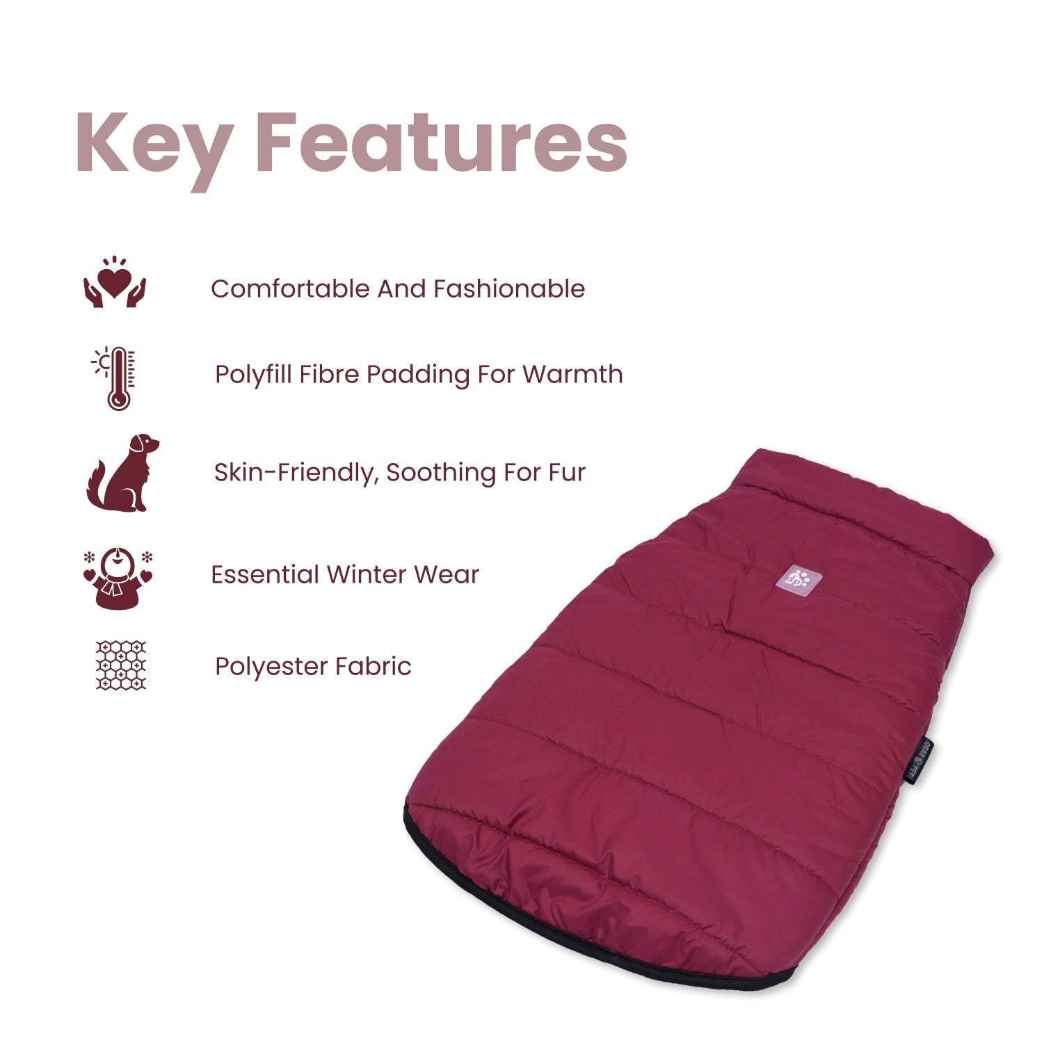 Dear Pet Quilted Jacket for Dogs (Maroon)