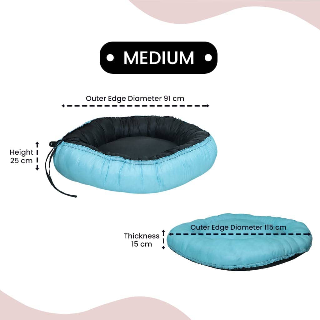 Hiputee Waterproof Reversible Scratch Resistant Washable 2 in 1 Bed Cushion for Pets (Sky Blue-Black)