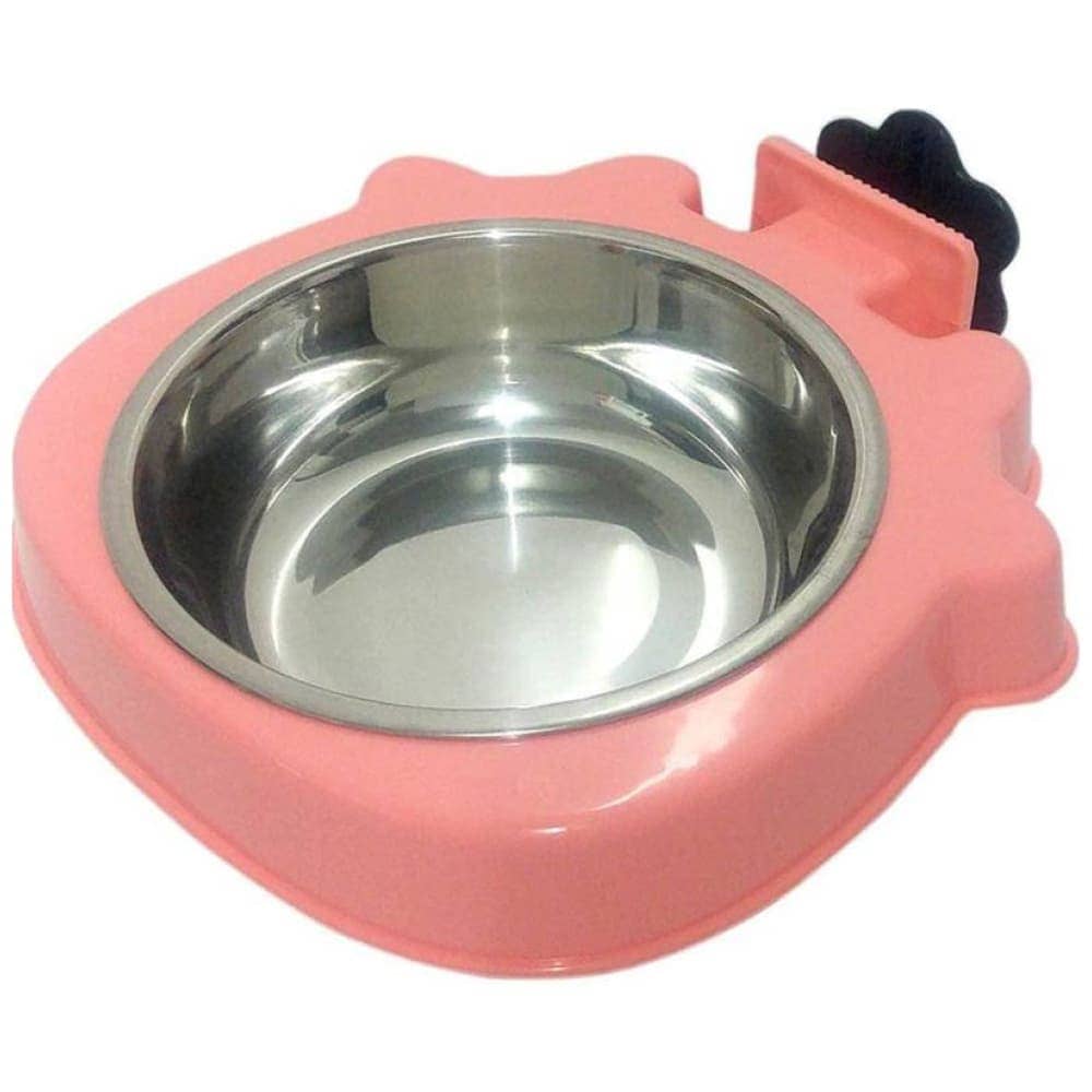 Emily Pets Stainless Crate Bowl with Removable Feeder Bowl for Pets (Peach)