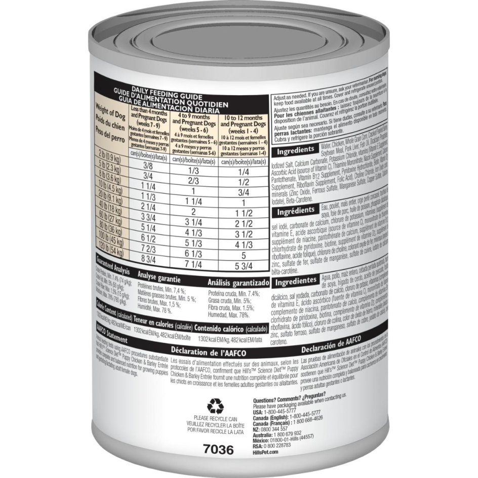 Hills Science Diet Chicken & Barley Entree Canned Puppy Wet Food
