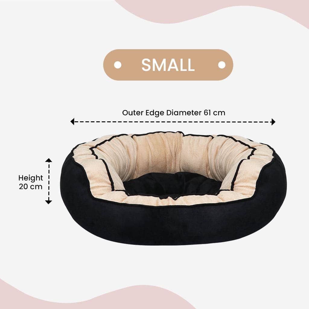 Hiputee Reversible Dual Colour Ultra Soft Velvet Bed for Pets (Black-Cream)