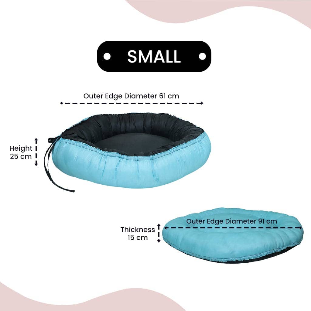 Hiputee Waterproof Reversible Scratch Resistant Washable 2 in 1 Bed Cushion for Pets (Sky Blue-Black)