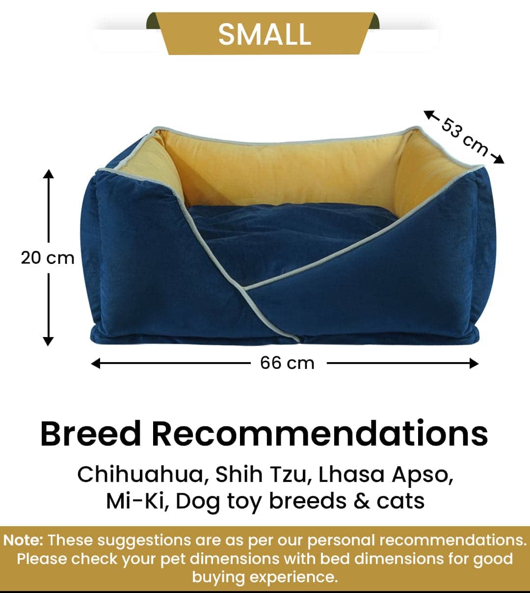 Hiputee Premium Holland Fabric Rectangular Bed for Pets (Blue-Yellow)