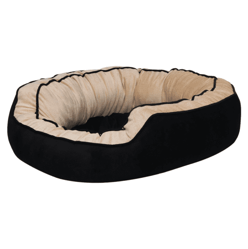 Hiputee Reversible Dual Colour Ultra Soft Velvet Bed for Pets (Black-Cream)