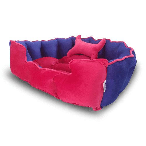 Hiputee Reversible Holland Velvet Bed for Pets (Pink Blue)