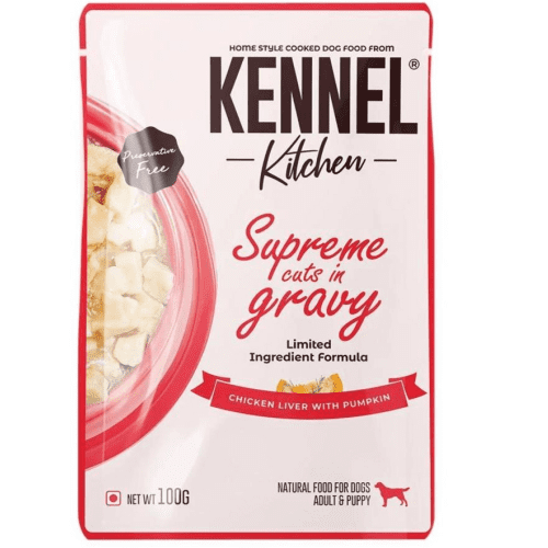 Kennel Kitchen Supreme Cuts in Gravy - Chicken Liver Recipe with Pumpkin Dog Wet Food for Adults & Puppies