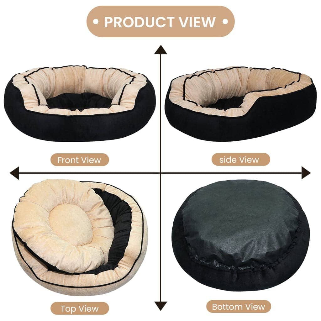 Hiputee Reversible Dual Colour Ultra Soft Velvet Bed for Pets (Black-Cream)