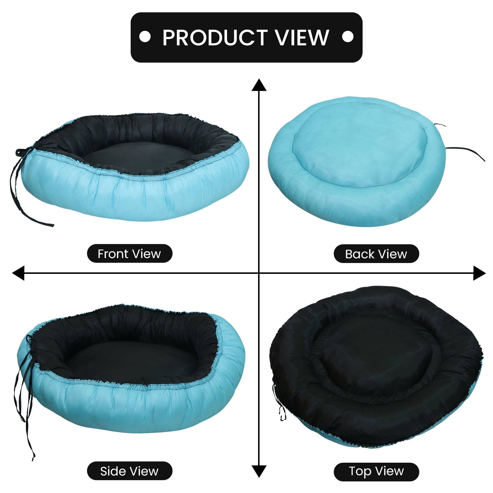 Hiputee Waterproof Reversible Scratch Resistant Washable 2 in 1 Bed Cushion for Pets (Sky Blue-Black)