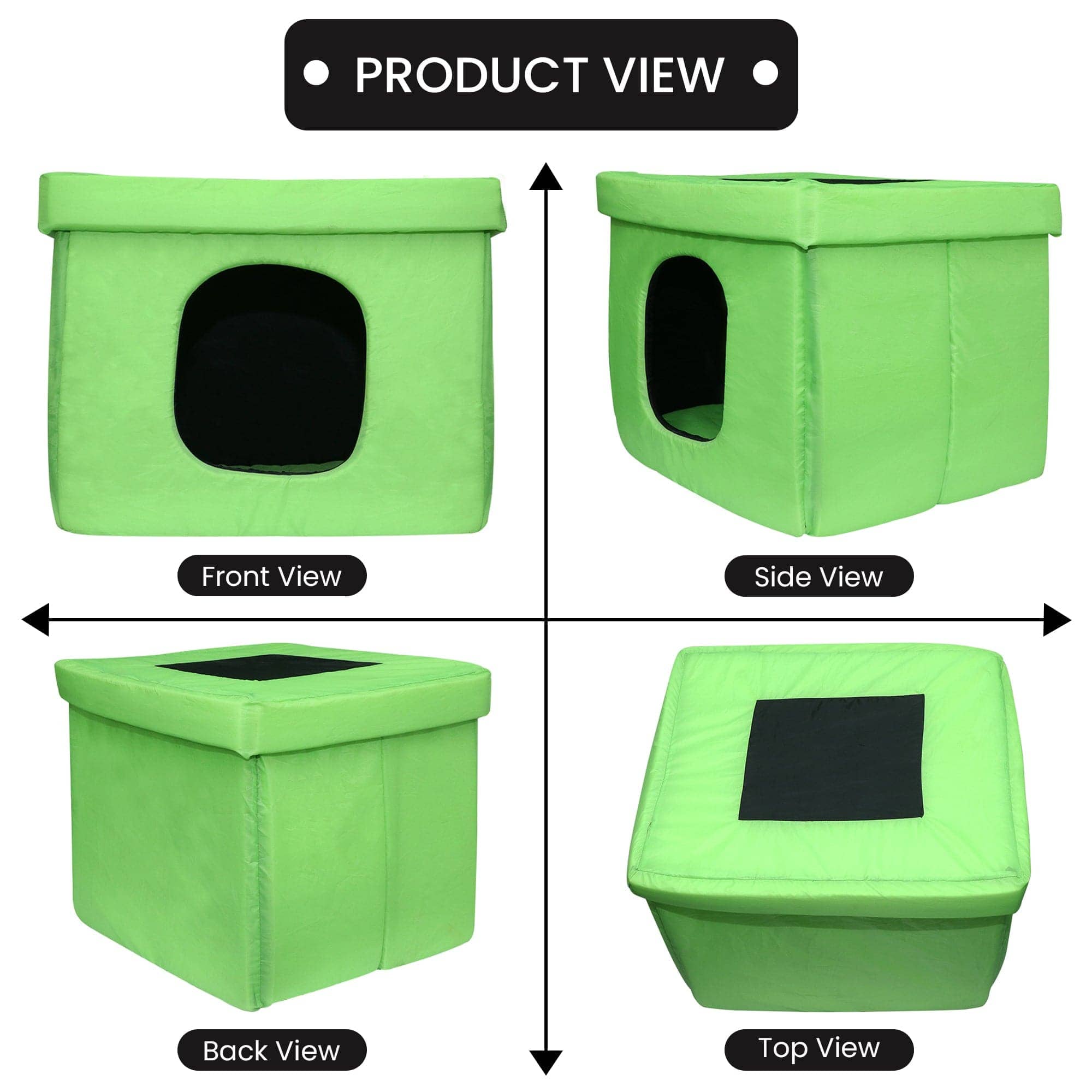 Hiputee Premium Square Box Shape Waterproof Hut for Pets (Green-Black)