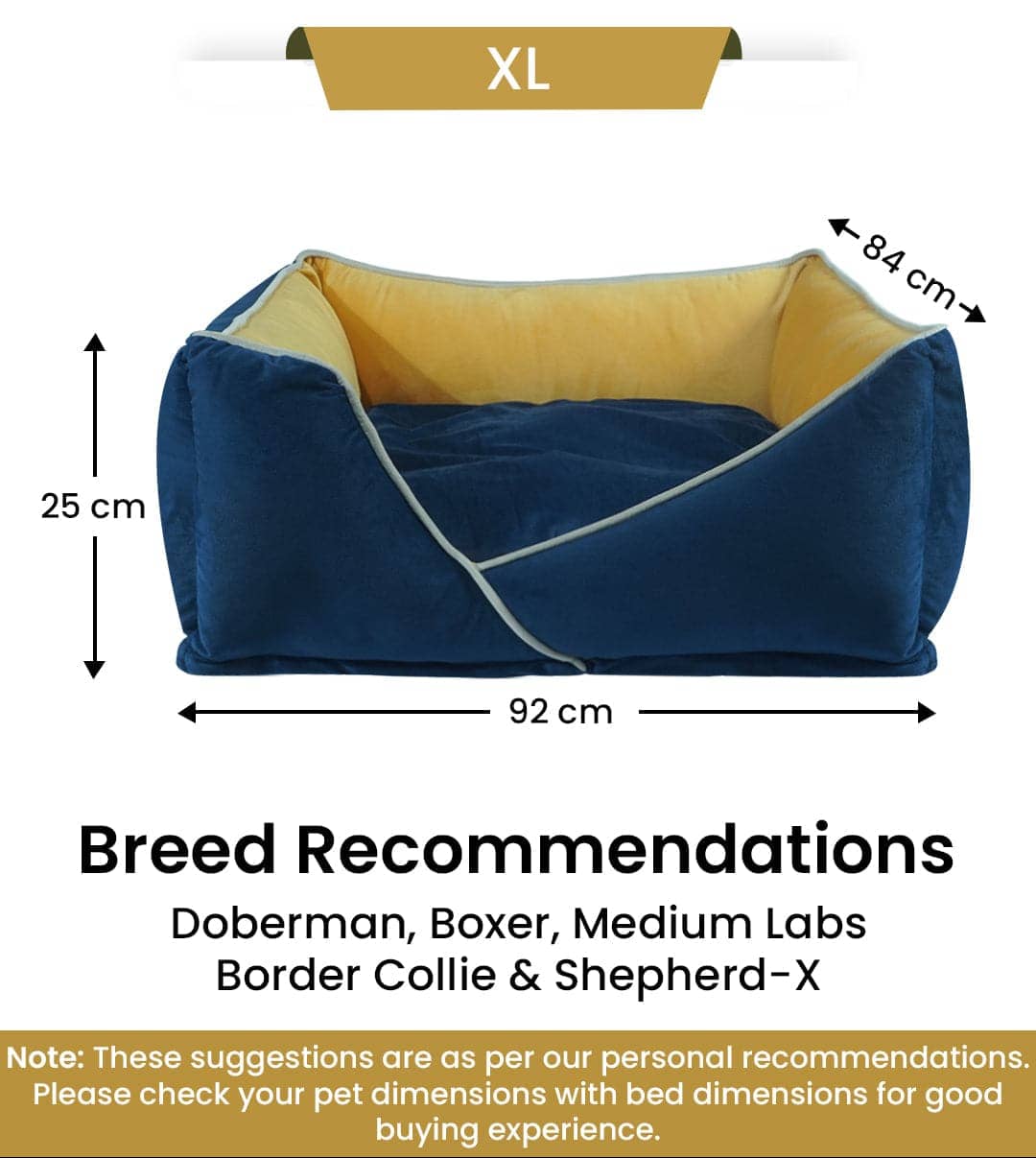 Hiputee Premium Holland Fabric Rectangular Bed for Pets (Blue-Yellow)