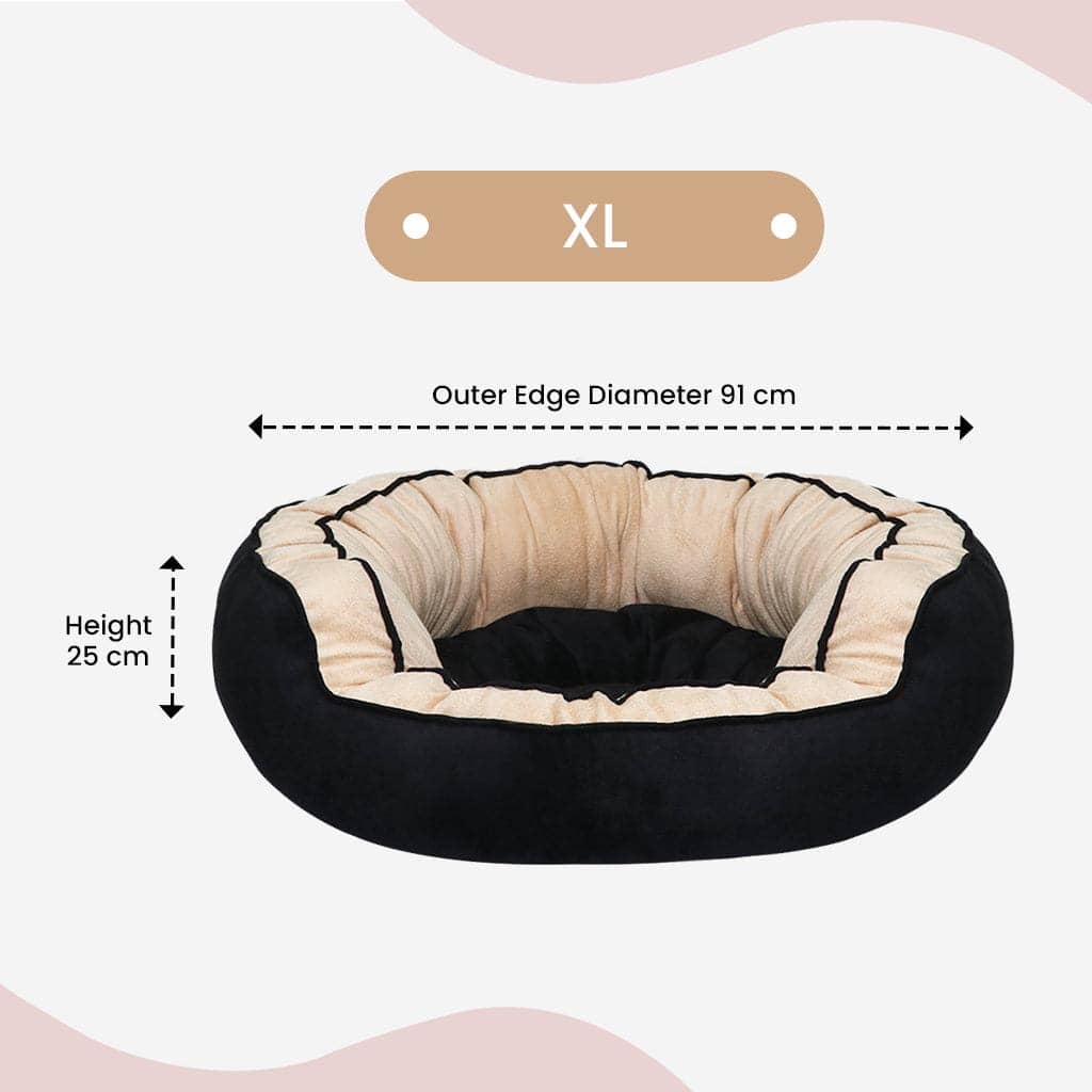 Hiputee Reversible Dual Colour Ultra Soft Velvet Bed for Pets (Black-Cream)