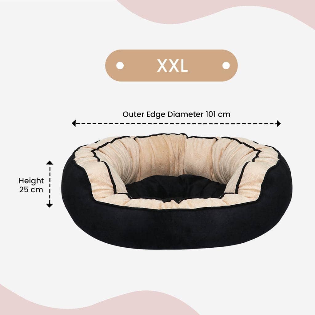 Hiputee Reversible Dual Colour Ultra Soft Velvet Bed for Pets (Black-Cream)