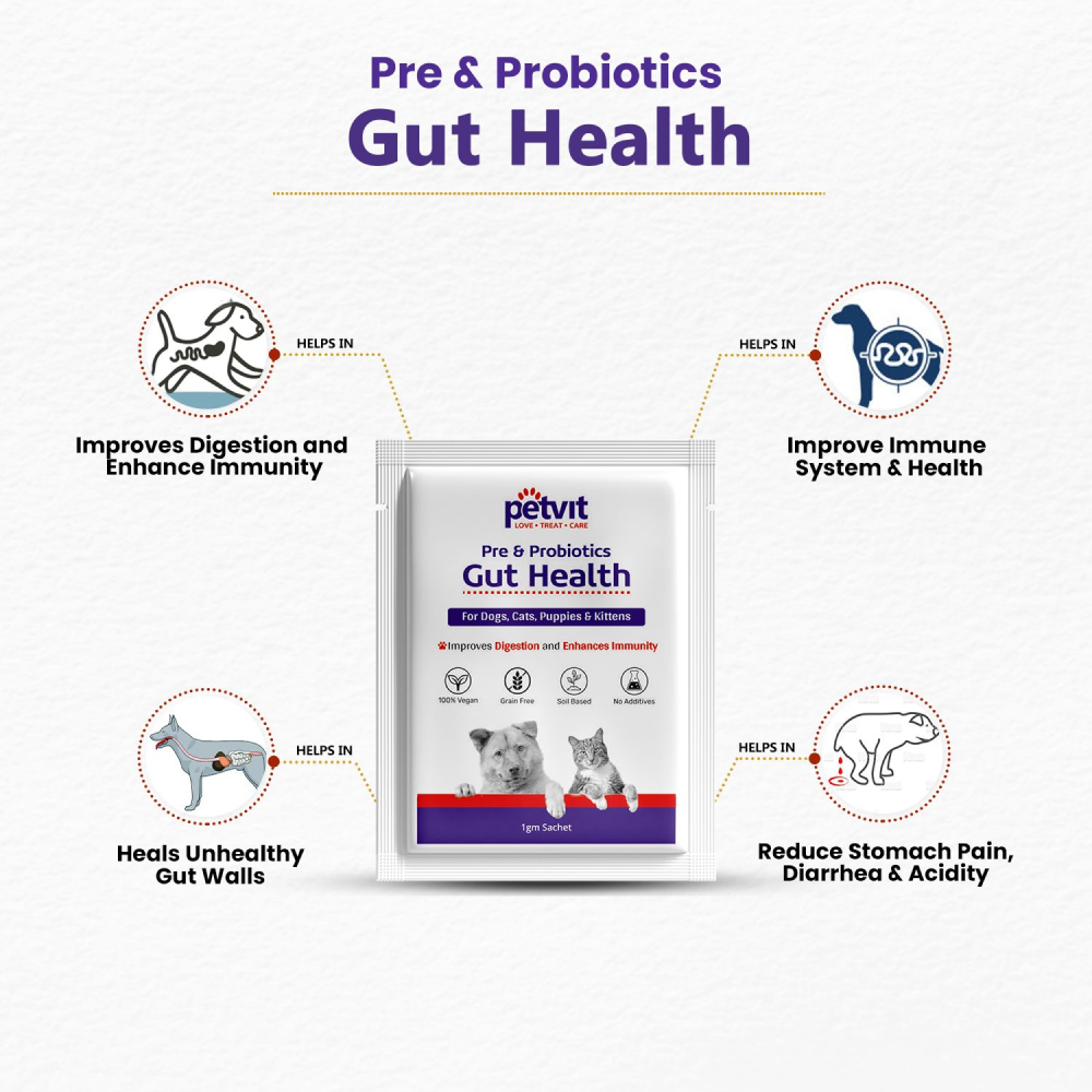 Petvit Pre & Probiotics Gut Health Powder for Pets